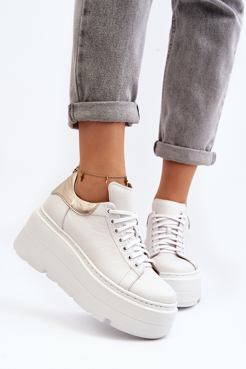 Zazoo 10165 Buty Sportowe Damskie Na Masywnej Platformie Białe