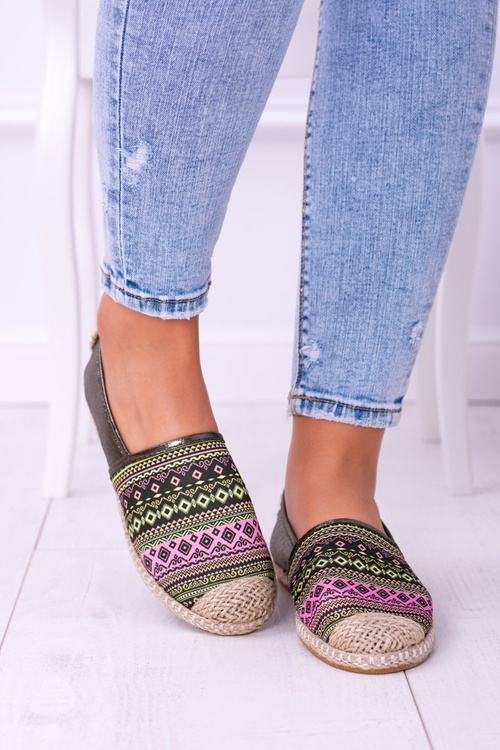 Lu Boo Zielone Damskie Letnie Espadryle Aztek Monett