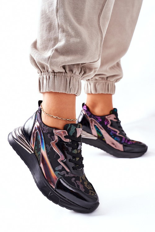 Sportowe Damskie Buty Sneakersy Czarne Multi Buckland