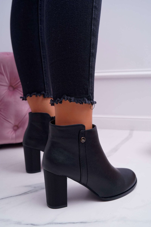 Botki Damskie Na Obcasie Sergio Leone Czarne BT518