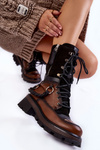 Skórzane Wysokie Botki Workery Maciejka 05586-29 Brązowo-Czarne