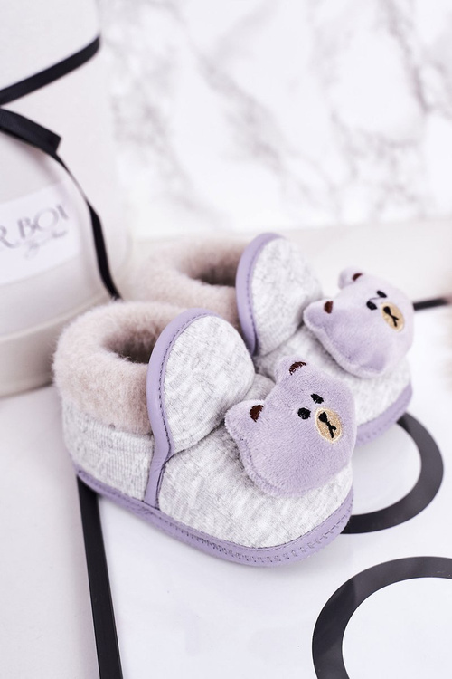 Dziecięce Papcie Na Gumce Z Misiem Szare Pooh