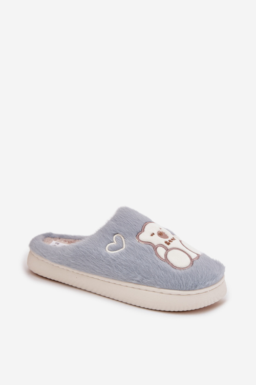 Futrzane Kapcie Z Misiem Niebieskie Noralie