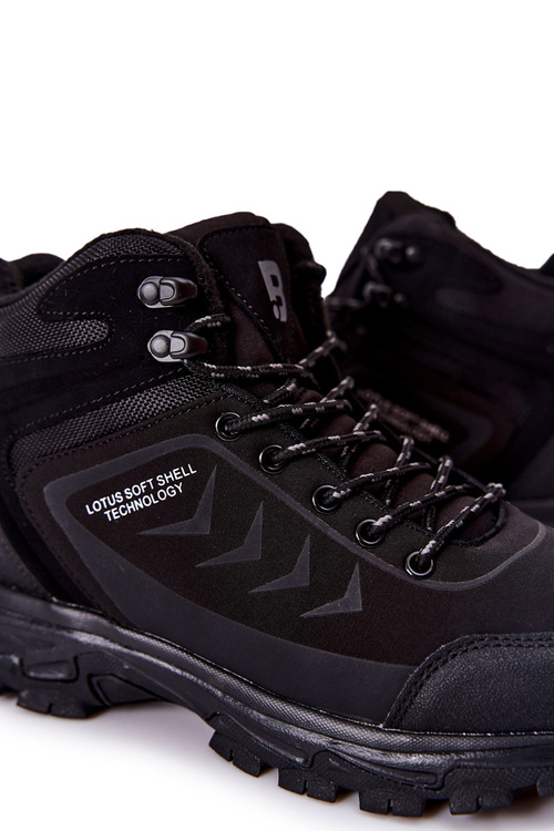 Ocieplane Męskie Buty Sportowe Wiązane Czarne Belfort