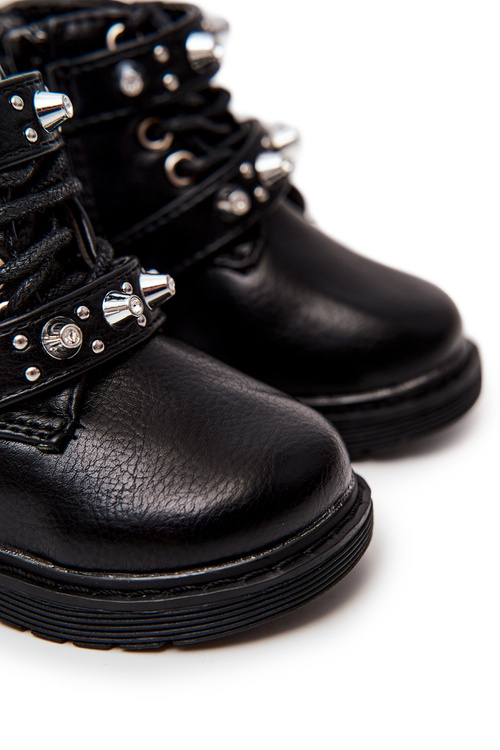 Dziecięce Botki Ocieplane Futerkiem Czarne Flossie