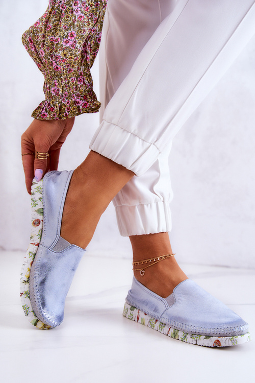 Damskie Półbuty Wsuwane Skórzane Maciejka 03512-40 Jasnoniebieskie