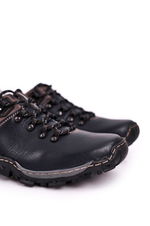 Męskie Skórzane Półbuty Trekkingowe BEDNAREK Granatowe