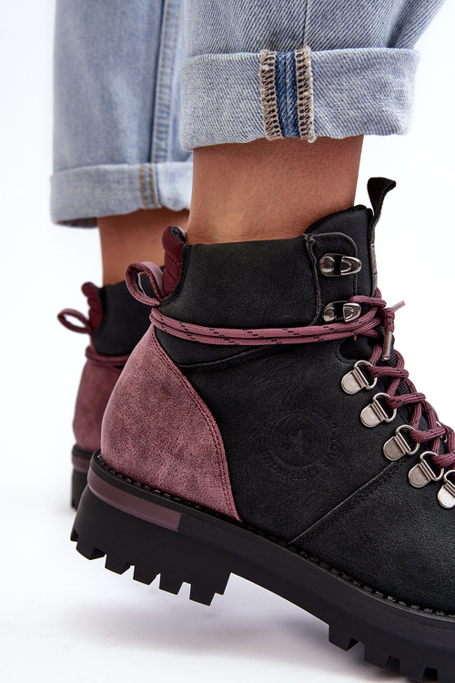 Trapery Sznurowane Czarne Big Star MM274318