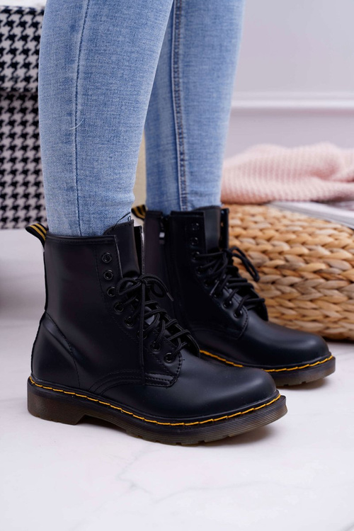 Damskie Botki Trapery Glany Czarne Gangsta