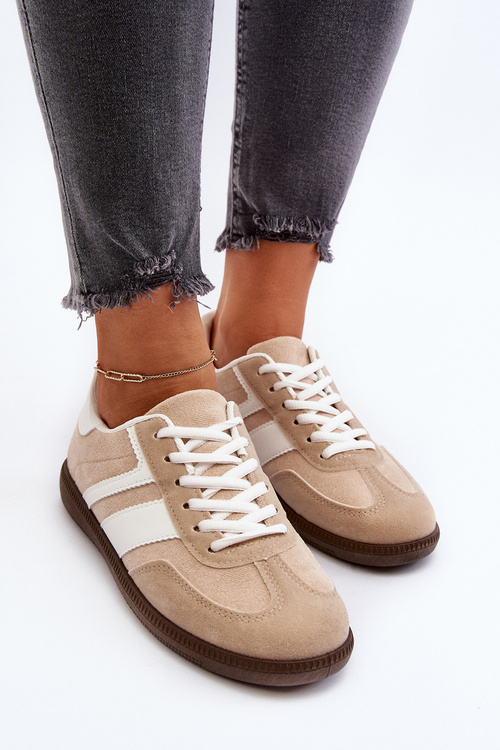 Damskie Niskie Sneakersy Buty Sportowe Beżowe Eudiopis