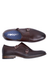 Półbuty Męskie Skórzane Monk Nikopol Brązowe 1720