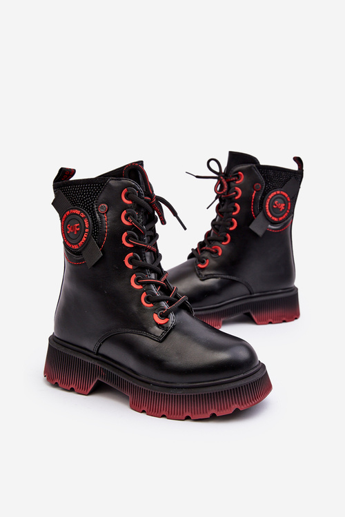 Dziecięce Ocieplane Trapery Botki Czarne Askya