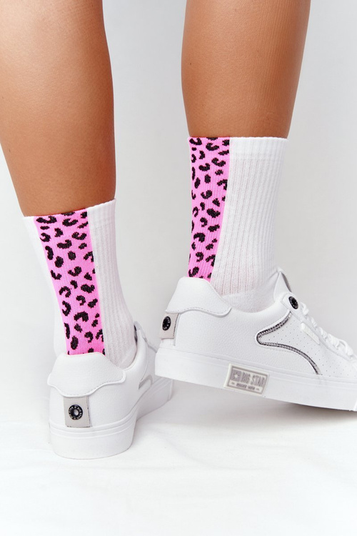 Damskie Skórzane Tenisówki BIG STAR HH274075 Biało-Srebrne