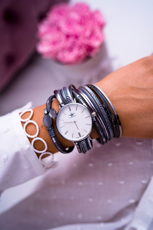 Damski Zegarek Michael John Z Rzemykami Szary Lanell