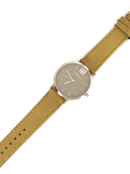 Damski Zegarek Ernest Manon Zamszowy Żółty