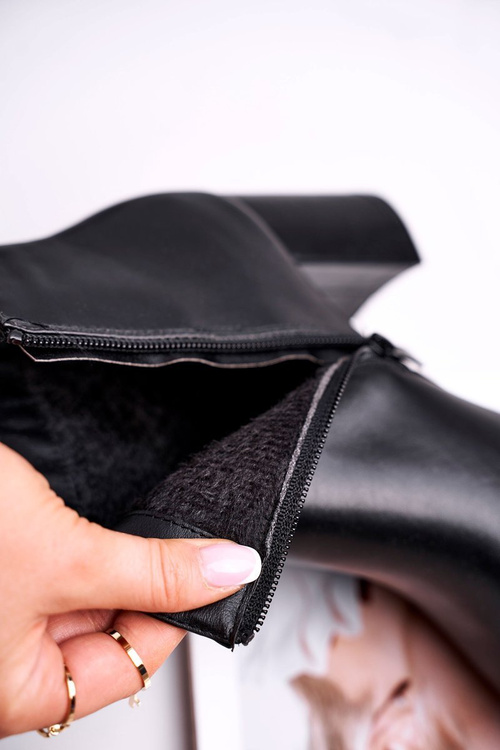 Damskie Botki Na Słupku Czarne Gun