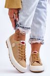 Niskie Damskie Trampki Na Platformie Lee Cooper LCW-23-44-1655L Beżowe