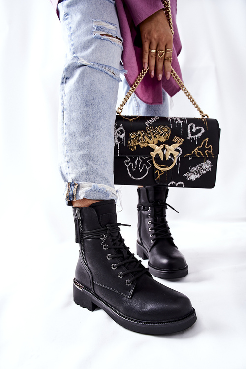 Wysokie Botki Workery Z Suwakami Czarne Maisa