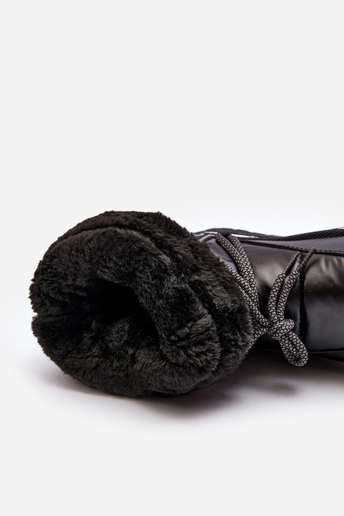 Damskie Śniegowce Z Wiązaniem Czarne Lilara