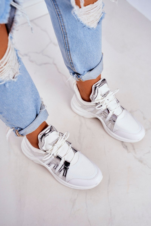 Damskie Sportowe Obuwie Srebrne Wstawki Felter