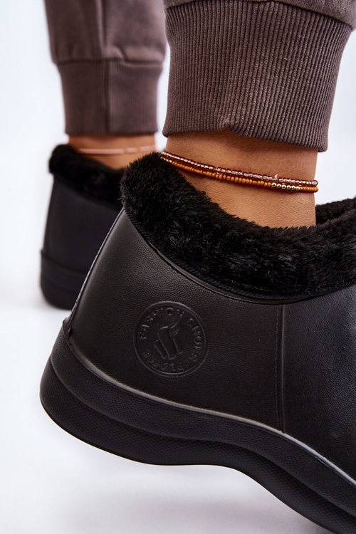 Damskie Wsuwane Kalosze Ocieplane Czarne Izera