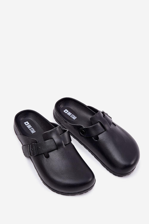 Piankowe Klapki Chodaki Męskie Z Klamrą Big Star RR174A022 Czarne