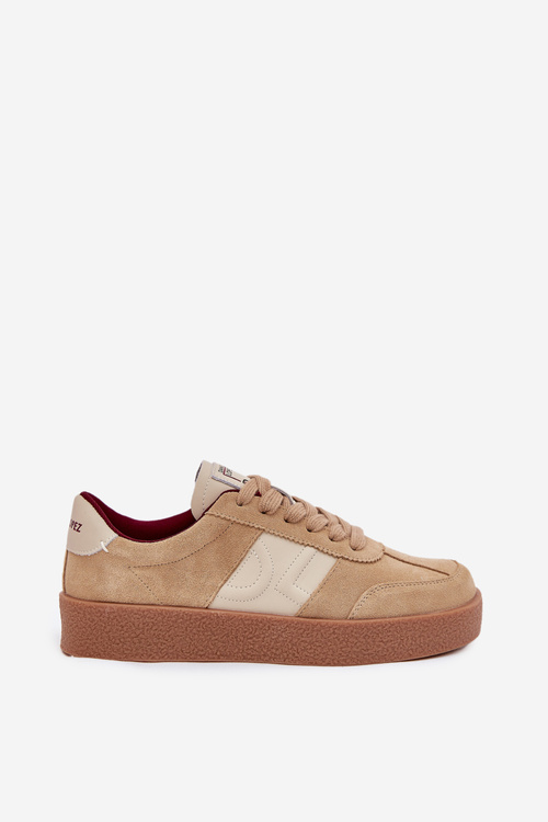 Zamszowe Sneakersy Damskie Daniel Lopez Just Dare SS2D4022 Beżowe