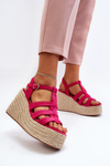 Sandały Na Koturnie Z Plecionką Fuksja Gnosis