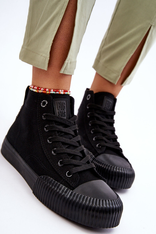Damskie Wysokie Trampki Materiałowe Big Star LL274444 Czarne