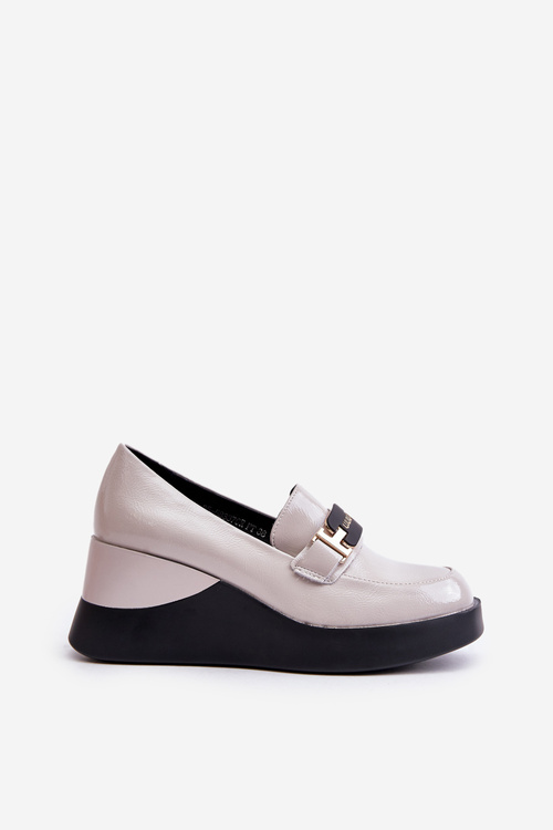 Lakierowane Mokasyny Na Koturnie Vinceza 58337 Szare