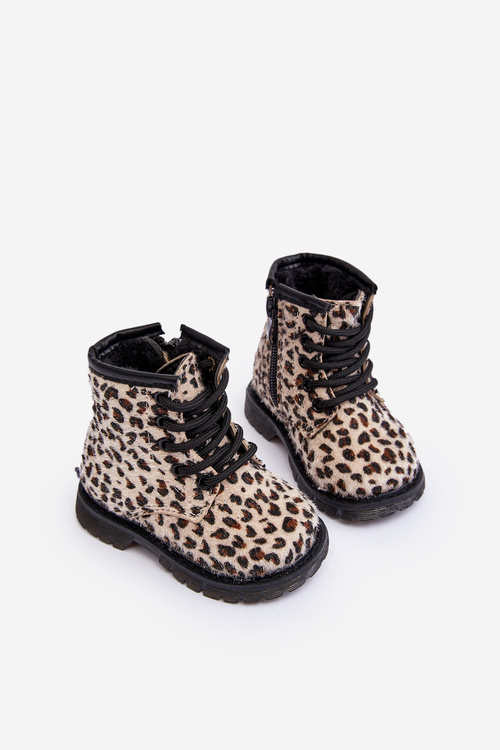 Dziecięce Botki Ocieplane z Suwakiem Beżowe Goopy