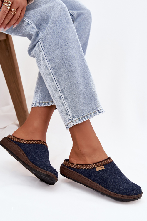 Kapcie Damskie Z Haftem Inblu NL000009 Granatowe