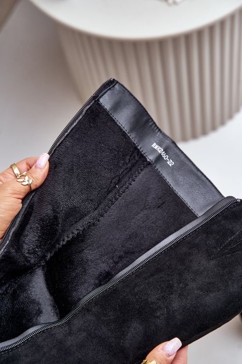 Ocieplane Kozaki Na Słupku Eko Zamszowe Przed Kolano Czarne Leamirael