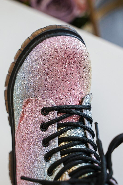 Dziecięce Brokatowe Botki Ocieplane z Suwakiem Multikolor Saussa