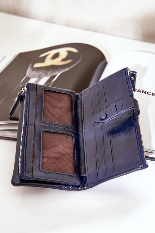 Portfel Damski Z Eko Skóry Granatowy Irinda