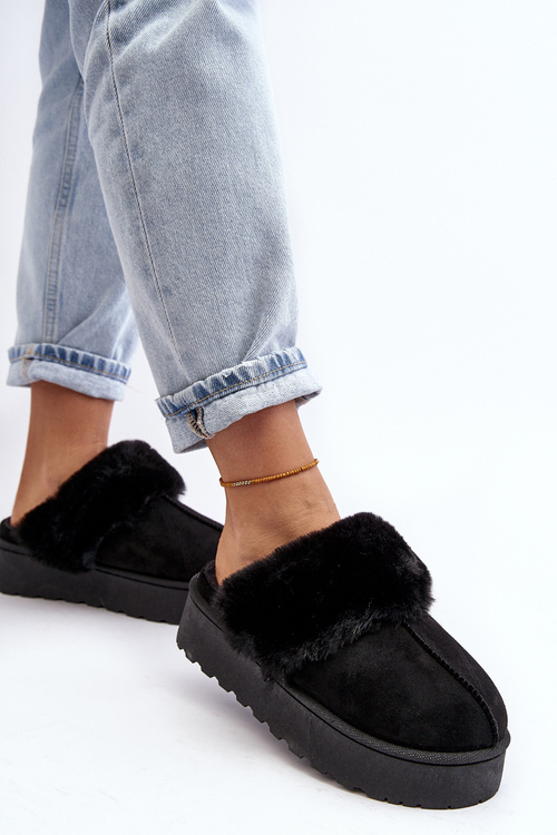 Kapcie Śniegowce Damskie Na Platformie Czarne Phiniopis