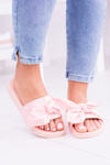Damskie Różowe Klapki Z Kokardką Hurrem