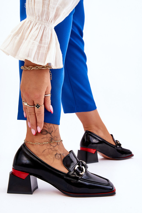 Wygodne Czółenka Na Niskim Obcasie Czarne Valenti