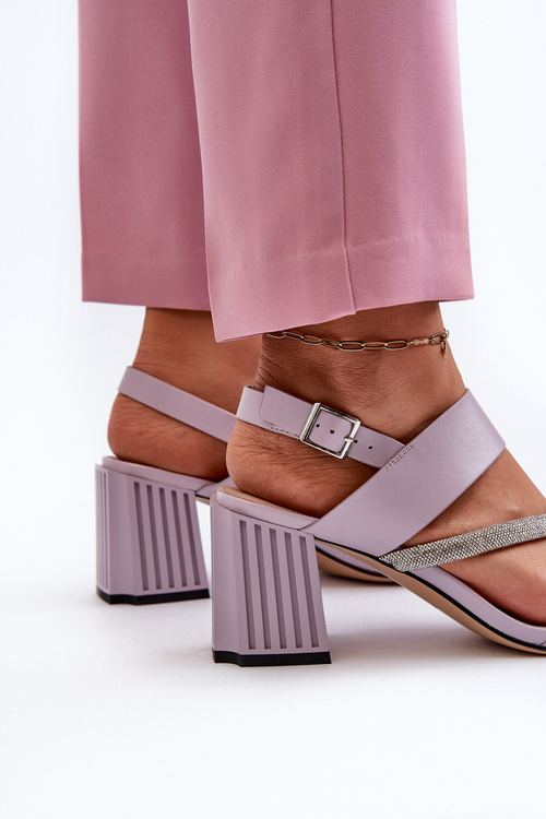 Damskie Eleganckie Sandały Na Słupku Fioletowe D&A MR38-549