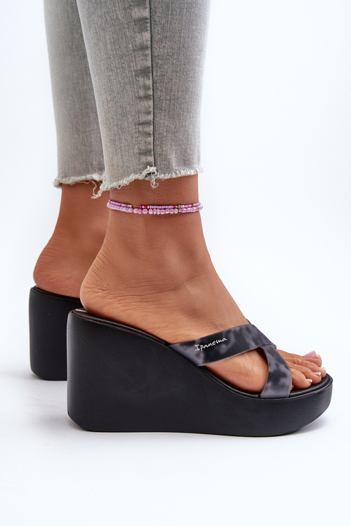Klapki Damskie Na Koturnie 83520 Ipanema High Fashion Slide Fem Czarne