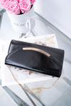 Damska Czarna Lakierowana Torebka Kopertówka