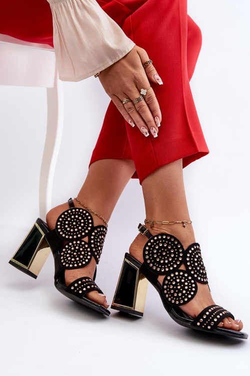 Zdobione Sandały Na Słupku D&A CR026 Czarne