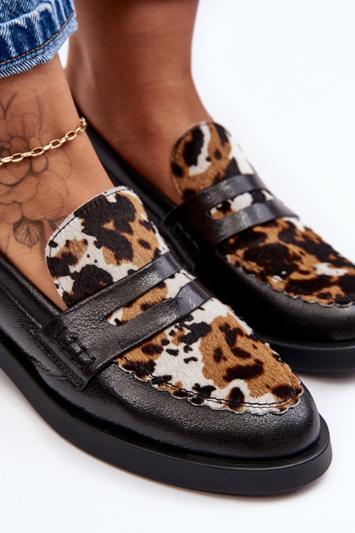 Skórzane Półbuty Mokasyny Damskie Maciejka 06250-01 Czarne