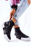Skórzane Botki Na Platformie Czarne Maciejka 05216-01