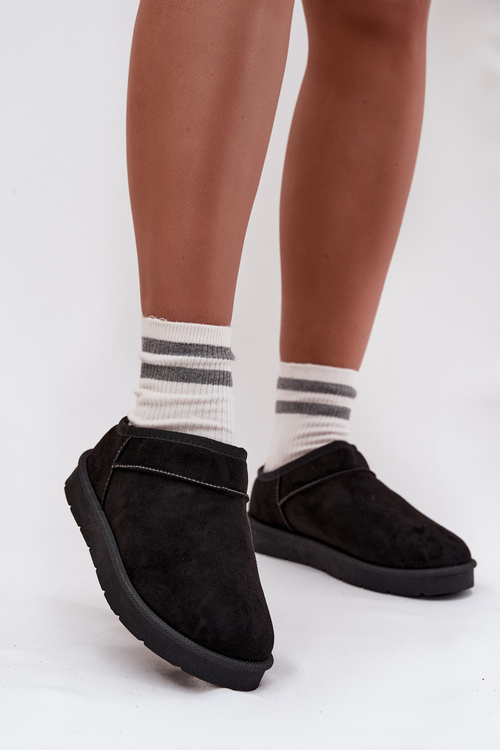 Śniegowce Damskie Ocieplane Futerkiem Czarne Serenne