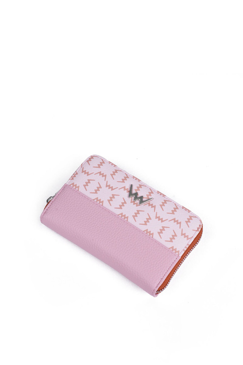 Skórzany Portfel Na Suwak Różowo-Brązowy Merina