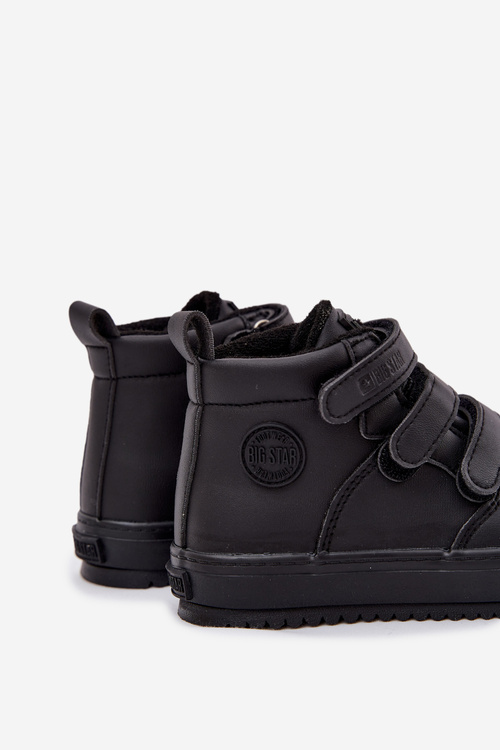 Ocieplane Botki Sneakersy Dziecięce Na Rzepy Big Star SS374070 Czarne