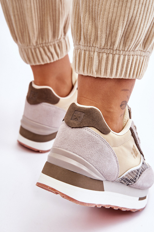 Modne Sneakersy Memory Foam System Big Star LL274364 Beżowe