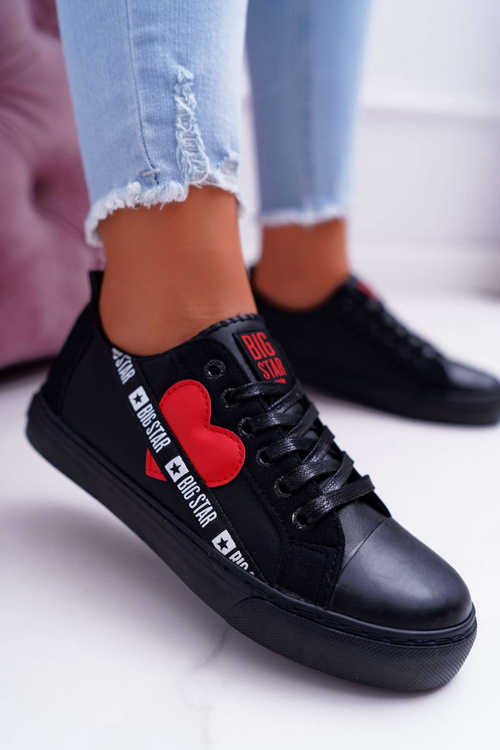 Trampki Damskie Big Star Czarne z Sercem EE274256