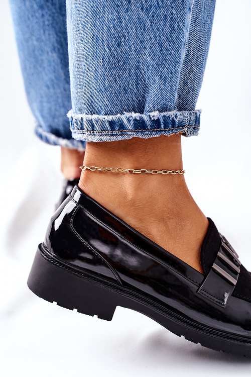 Damskie Półbuty Lakierowane Czarne Montius